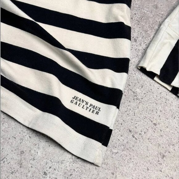 Vintage Jean Paul Gaultier Striped Anchor T-shirt Cropped Women Size L fits M - Picture 6 of 10